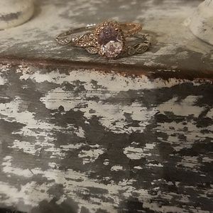Art Deco Oval RoseGold & Silver engagement rings